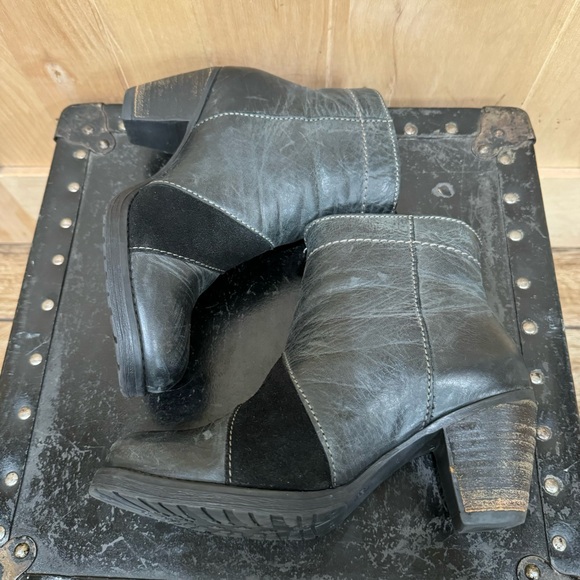 Dromedaries Leather Booties Size 6 36 Black Gray Leather Suede Short Boots Shoes - Picture 12 of 15